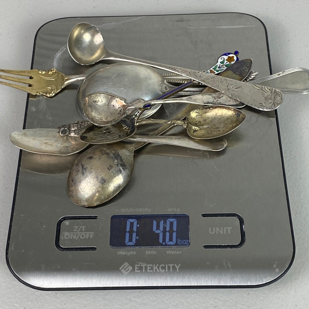 Mixed Sterling Silver Flatware  4oz Lot 8pc  Gorham Durgin Enamel Spoons Fork - Picture 2 of 10